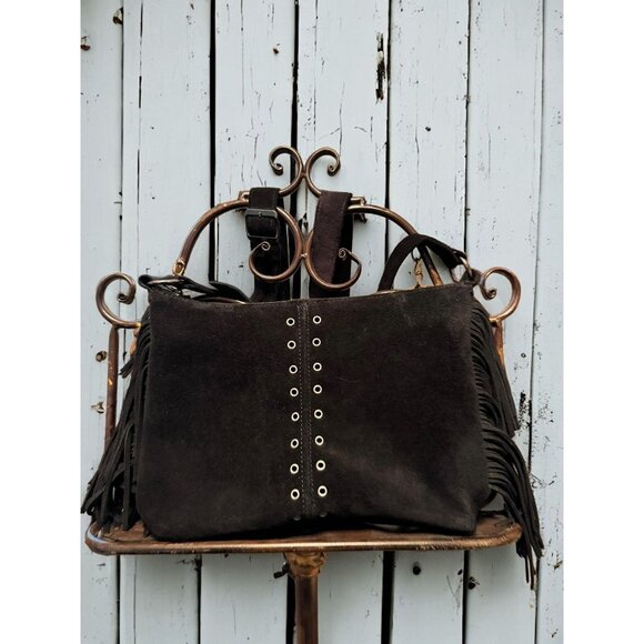 Minnetonka Suede Leather Side Fringe Crossbody Purse - Picture 1 of 9